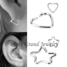 Inox 316L chirurgical acier étoiles en forme de coeur Helix oreille bijoux Piercing